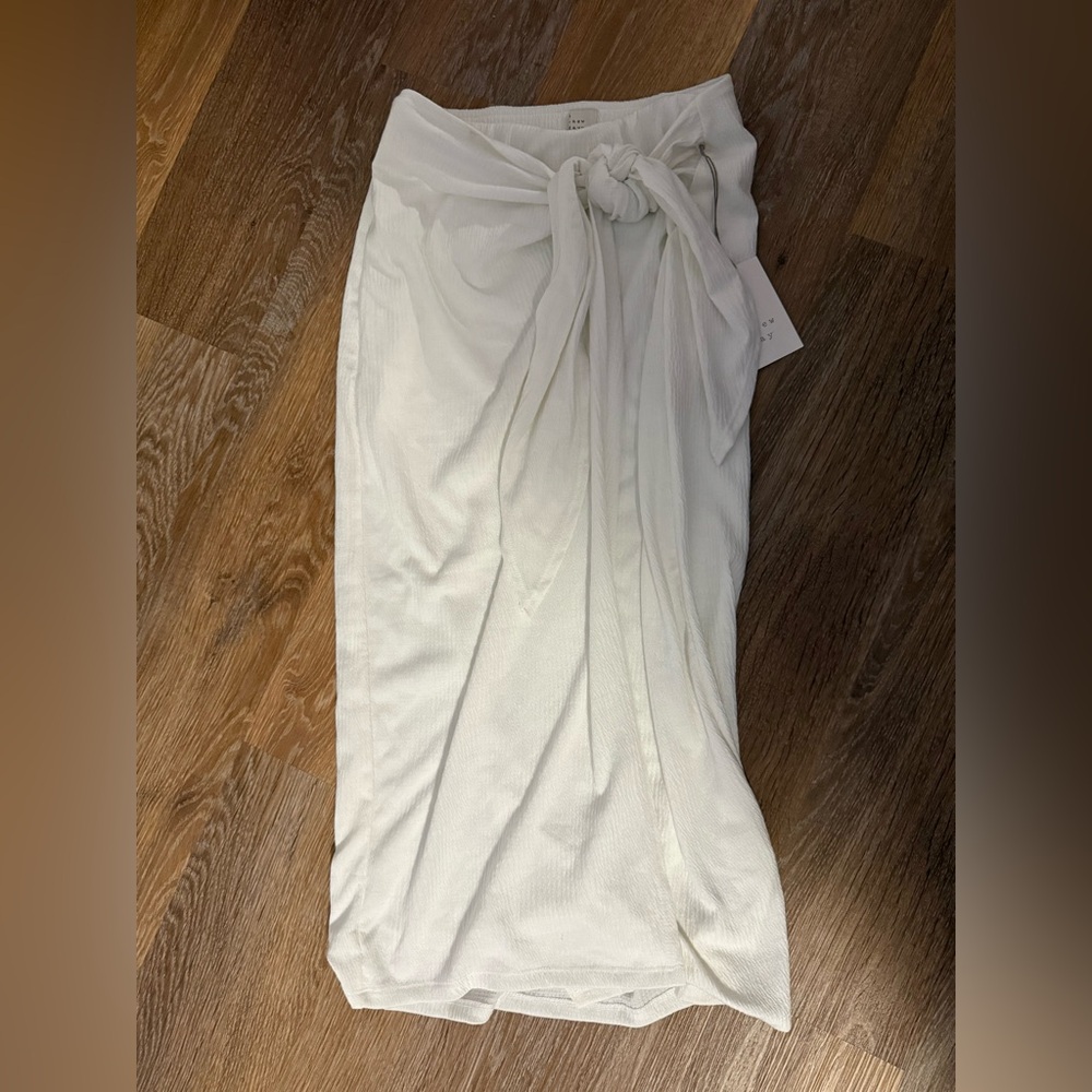a new day White Midi Skirt with Front Tie Detail